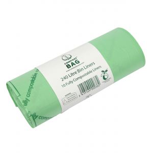 240L compostable bin liners, 240L in size and green in colour