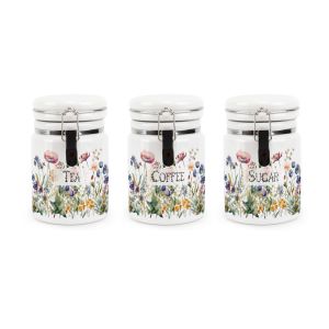 Purely Home Wildflower Ceramic Clip-Lid Storage Canister Set