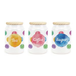 Purely Home Kitchen Multicoloured Polka Dots Ceramic Canister Set