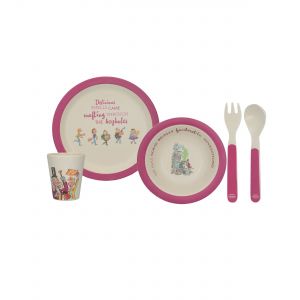 Eco friendly bamboo dinnerware set in pink