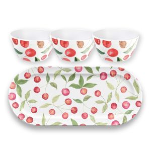 Berries & Cherries Melamine Platter & Dipping Bowls Set