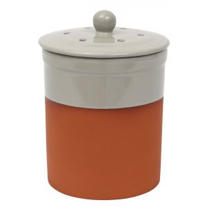 Light grey topped compost pot with lid