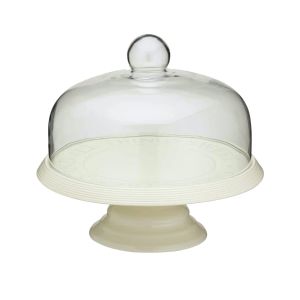 KitchenCraft Classic Collection Ceramic Cake Stand with Glass Dome