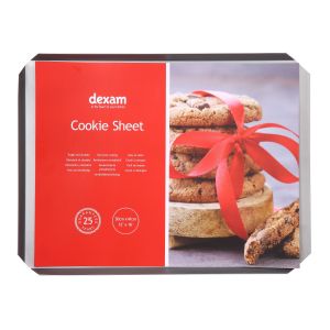 Cookie baking sheet tray with a non-stick coating.
