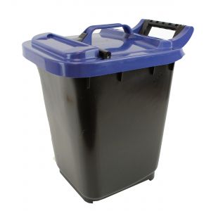 Large Kerbside Compost Caddy with Locking Lid - 23L - Black with Blue Lid