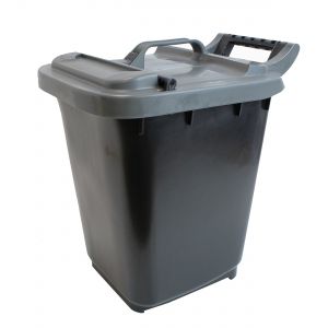 Large Kerbside Compost Caddy with Locking Lid - 23L - Black with Silver Lid