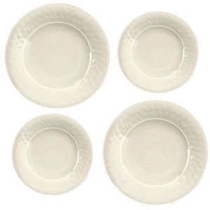 Crackle Cream Melamine Dinner & Side Plate Set