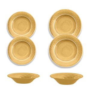 Crackle Gold Melamine Dinnerware Set