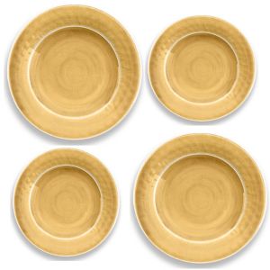 Crackle Gold Melamine Dinner & Side Plate Set