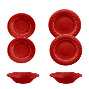 Crackle Red Melamine Dinnerware Set 