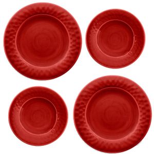 Crackle Red Melamine Dinner & Side Plate Set