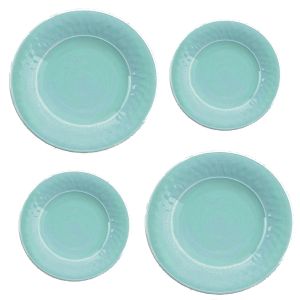 Crackle Turquoise Melamine Dinner & Side Plate Set