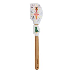 Set of two christmas spatulas made from silicone and beechwood, featuring a nutcracker ballerina fairy design.