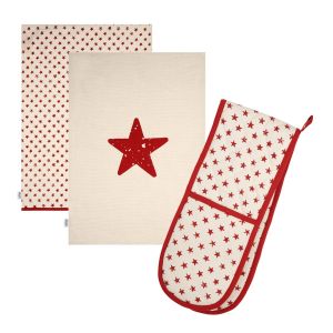 Dexam Star Tea Towels & Double Oven Glove Set