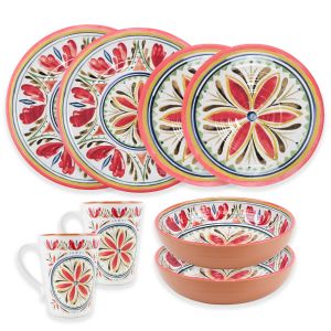 Mediterranean Melamine Dinnerware & Mugs Set