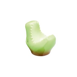 Green t-rex dinosaur head shaped ceramic egg cup.