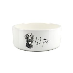 Purely Home Large Ceramic Sketch Pet Water Bowl - Black Lab