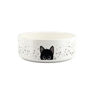 Purely Home Small Ceramic Peeping Kitten Pet Food Bowl