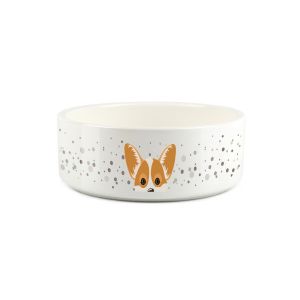 Purely Home Small Ceramic Peeping Dog Pet Food Bowl