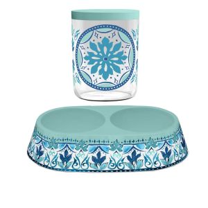 Gibraltar Melamine Double Pet Bowl & Treat Jar 