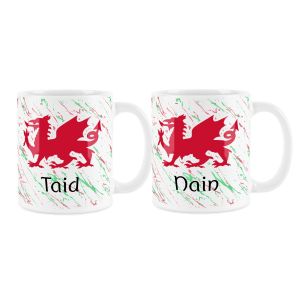 Purely Home Ceramic Welsh Dragon Mug Set - Nain & Taid
