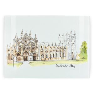 Purely Home Large Rectangular Textured Glass Chopping Board - Westminster Abbey