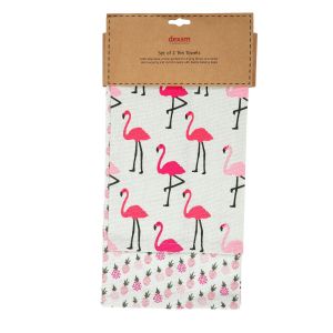 Dexam - Flamingo Set of 2 Tea Towels - Pink