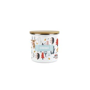 mini enamel kids snack pot with a forest animal print