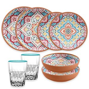 Rio Corte Melamine Dinnerware Set with Tumblers