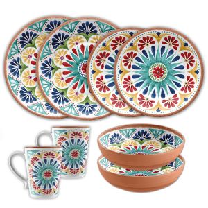 Rio Medallion Melamine Dinnerware Set with Mugs