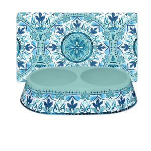 Gibraltar Melamine Double Pet Bowl & Placemat Set