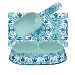  Gibraltar Melamine Double Pet Bowl, Placemat & Two Cup Scoop Set