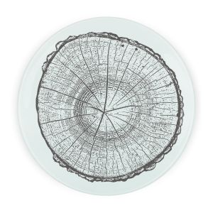Purely Home Large Round Textured Glass Chopping Board - Tree Rings