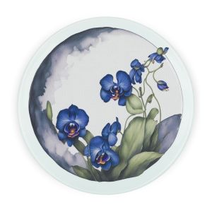 Purely Home Large Round Textured Glass Chopping Board - Orchids