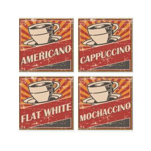 Purely Home Retro Drinks Square Glass Coasters
