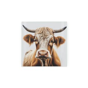 Purely Home Glass Hot Pot Stand Chopping Board - Highland Cow Face