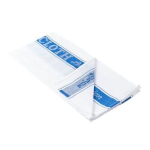 white and blue union glass cleaning cloth