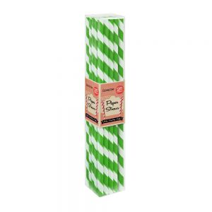Lime Green Stripe Paper Straws (25 Straws)