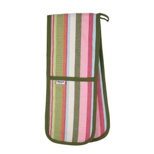 Dexam Stripe Recycled Cotton Double Oven Glove - Green