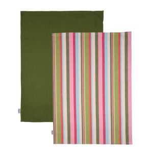 Dexam Stripe Recycled Cotton Tea Towel Set - Green