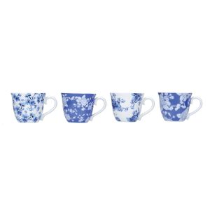 Blue and white floral espresso cups presented in a gift box