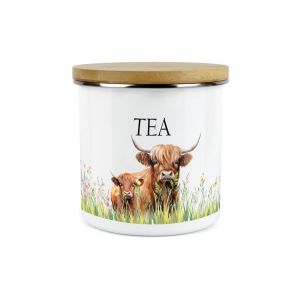 Purely Home Highland Cow & Calf Enamel Canisters