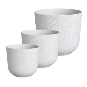 Elho Jazz Round Recycled Plastic Plant Pots - White - Set of 3
