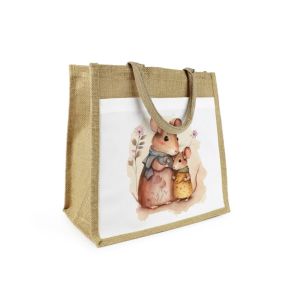 Purely Home Mouse & Mum Jute Shopping Bag