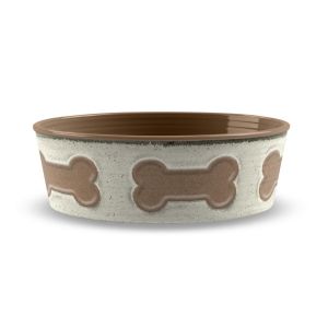 Natural Bone Melamine Pet Food Bowl - Large