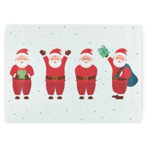 Purely Home Large Rectangular Textured Glass Chopping Board - Novelty Happy Santas