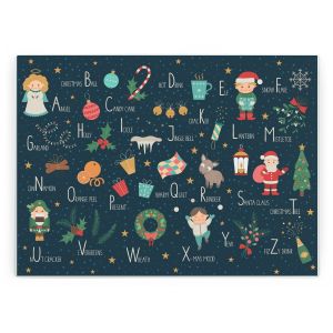 Purely Home Large Rectangular Glass Chopping Board - Christmas Alphabet