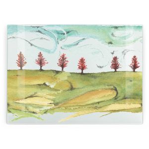 Purely Home Large Rectangular Glass Chopping Board - Swirled Painted Skies