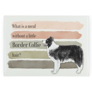 Purely Home Large Rectangular Glass Chopping Board - Border Collie