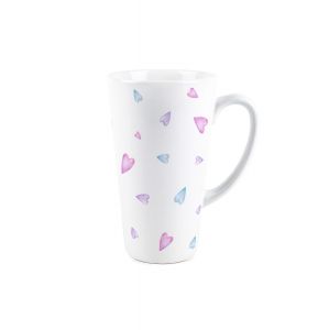Purely Home Blue & Pink Hearts Tall Latte Mug